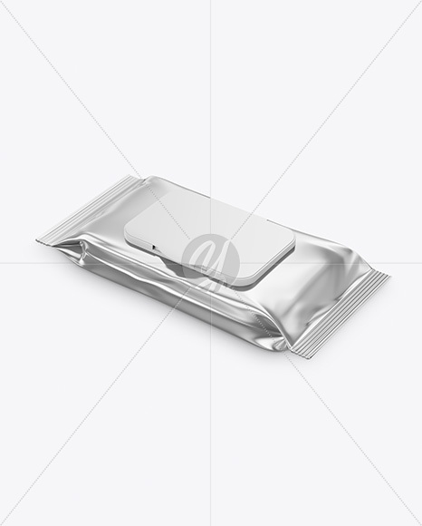 Metallic Wet Wipes Pack With Plastic Cap Mockup