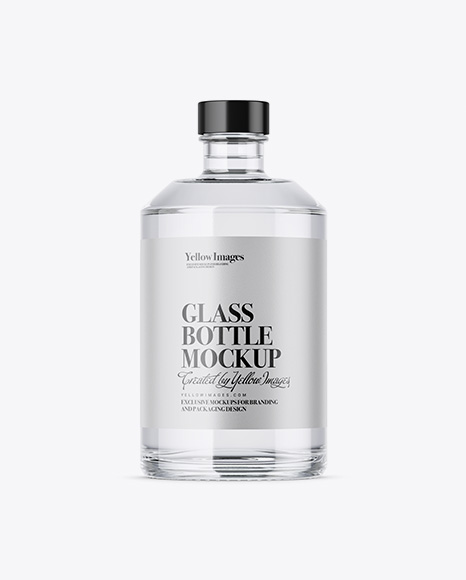 Clear Glass Vodka Bottle Mockup