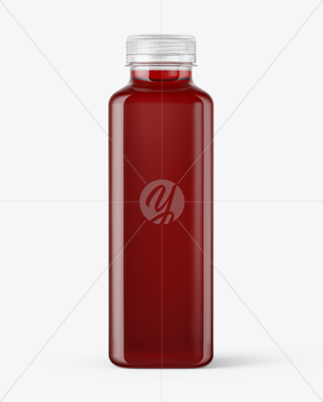 Square Cherry Juice Bottle Mockup