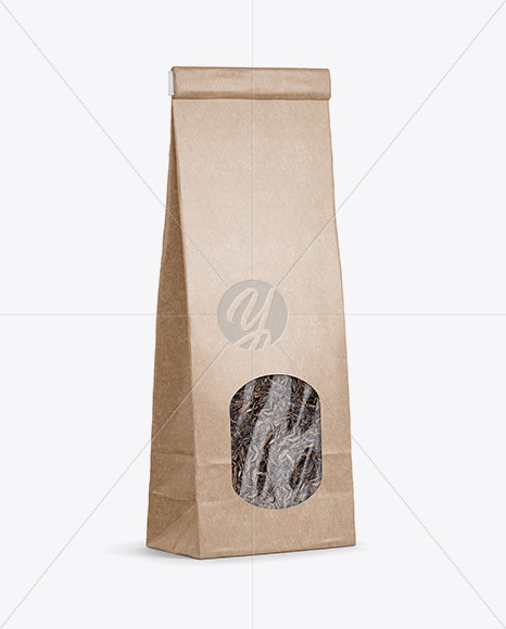 Kraft Paper Bag With Window Mockup - Half Side View