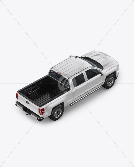 Full-Size Pickup Truck Mockup - Back Half Side View (High-Angle Shot)