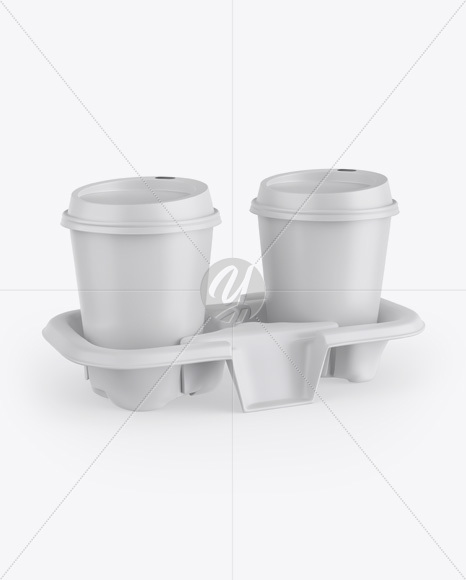 Matte Holder with Coffee Cups Mockup