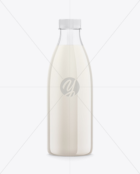 Clear Plastic Bottle with Milk Mockup