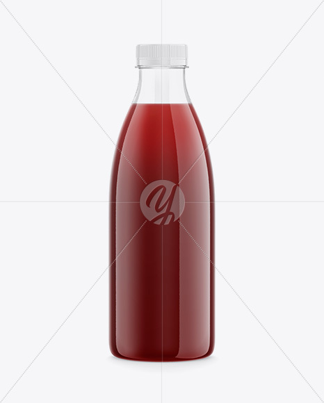 Clear Plastic Bottle with Cherry Juice Mockup