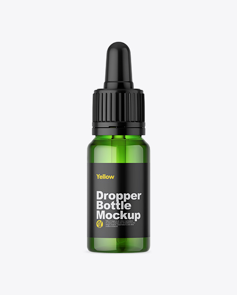 Green Glass Dropper Bottle Mockup - Green glass