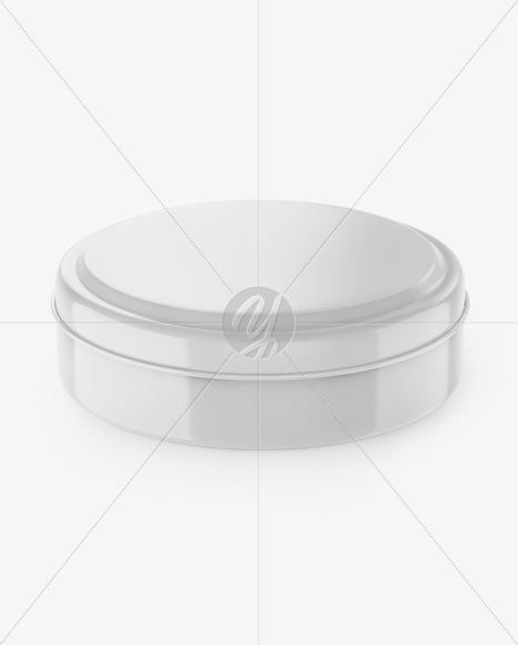 Glossy Round Tin Box Mockup