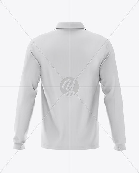 Men's Long Sleeve Polo Shirt Mockup - Back View