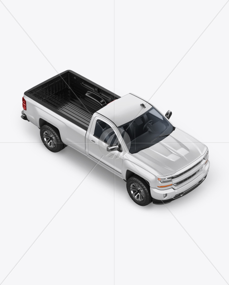 Full-Size Pickup Truck Mockup - Half Side View (High-Angle Shot)