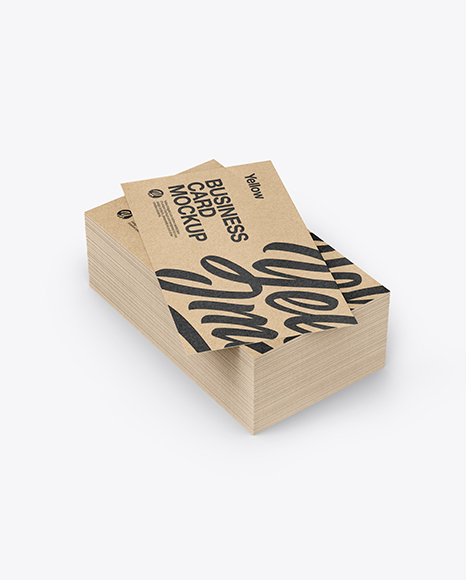 Stack of Kraft Business Cards Mockup