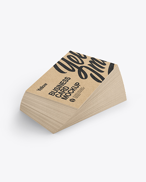 Stack of Kraft Business Cards Mockup