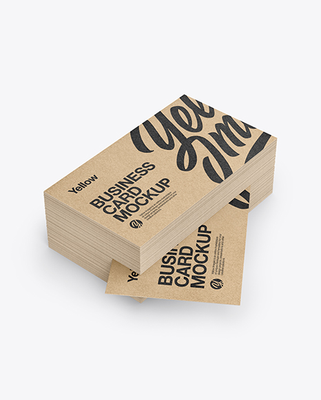 Stack of Kraft Business Cards Mockup