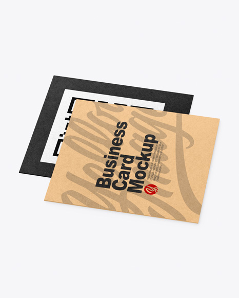 Two Kraft Business Cards Mockup - Business card mockups