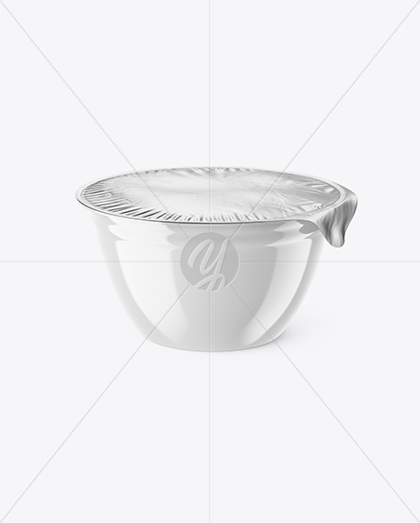 Glossy Plastic Cup with Foil Lid Mockup