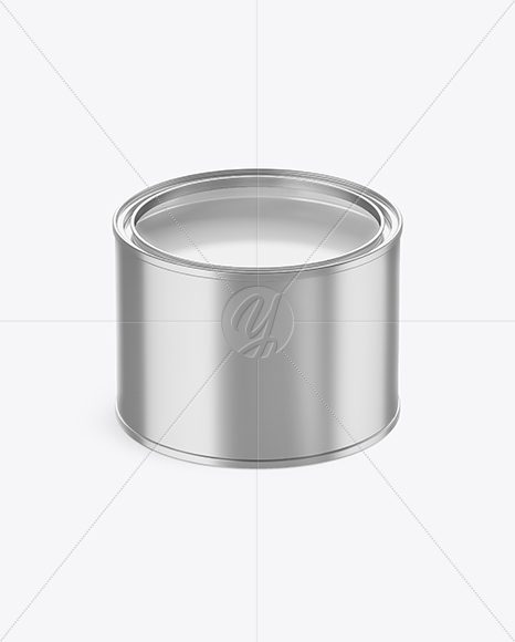 Opened Metallic Paint Bucket Mockup