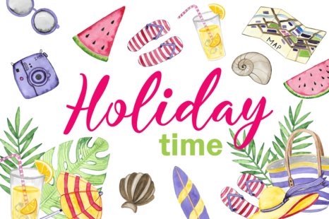 Holiday time. Watercolor set - Seamless patterns