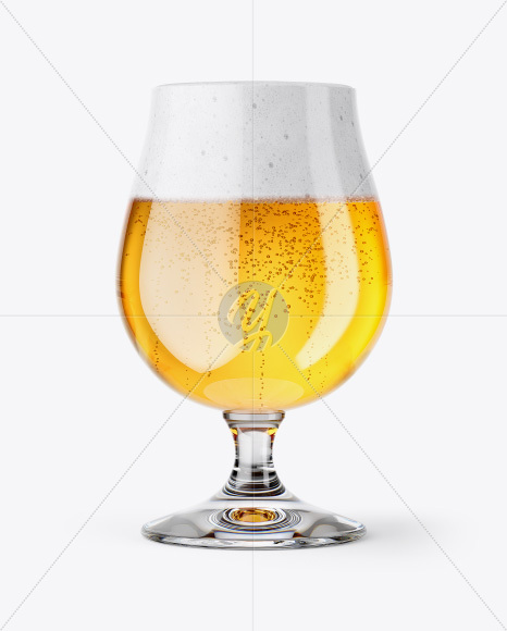 Tulip Glass With Lager Beer Mockup