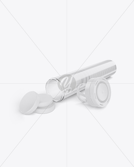 Opened Clear Tube With Tablets Mockup