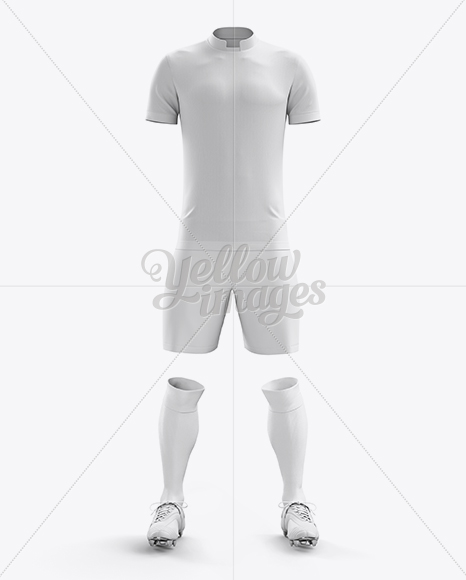 Men’s Full Soccer Kit with Mandarin Collar Shirt Mockup (Front View)