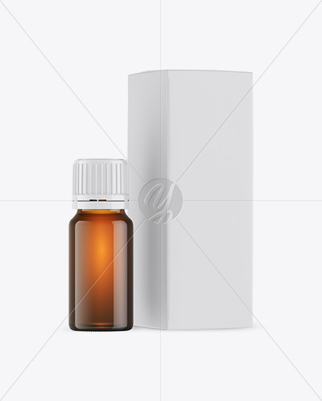 Amber Glass Bottle w/ Box Mockup