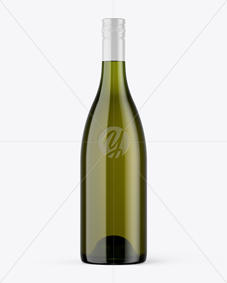 Green Glass White Wine Bottle Mockup