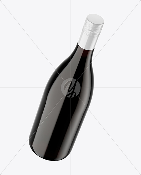 Clear Glass Red Wine Bottle Mockup