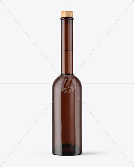 Amber Glass Bottle with Wooden Cap Mockup