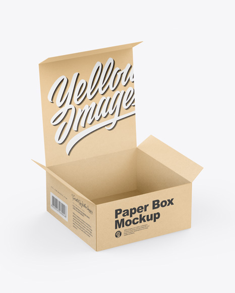 Opened Kraft Box Mockup - Opened+Kraft+Box+Mockup+Side+View+Studio+Mockups