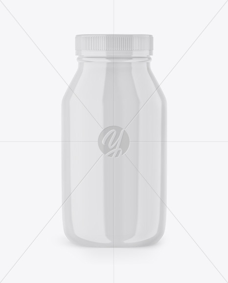 Glossy Plastic Pills Bottle Mockup - Front View