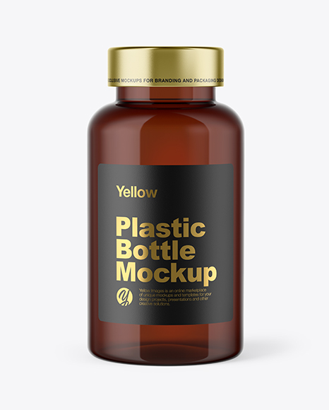 Amber Plastic Bottle Mockup - Capsule mockup