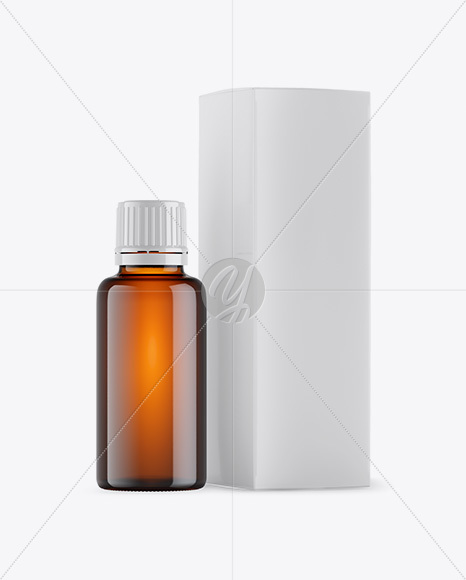 Amber Bottle w/ Box Mockup