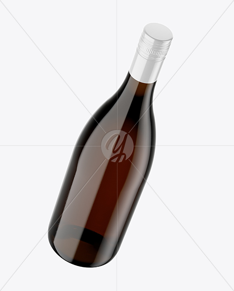 Amber Glass Wine Bottle Mockup