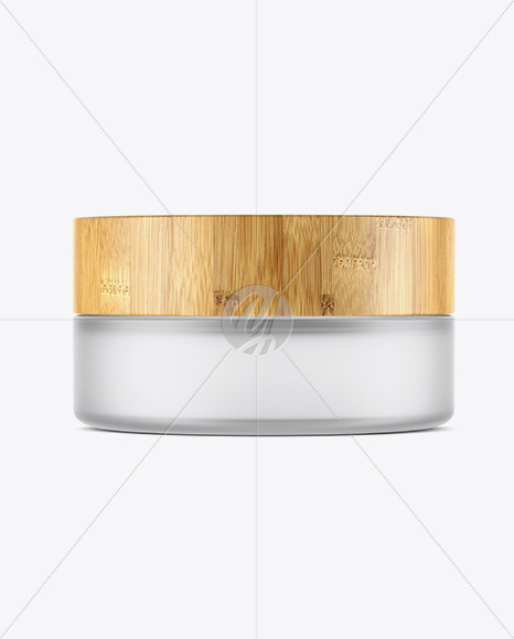 Frosted Glass Jar W/ Bamboo Lid Mockup