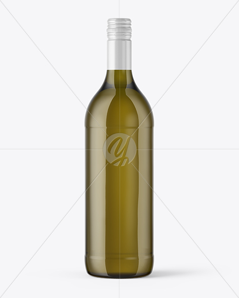 Antique Green Glass Wine Bottle Mockup