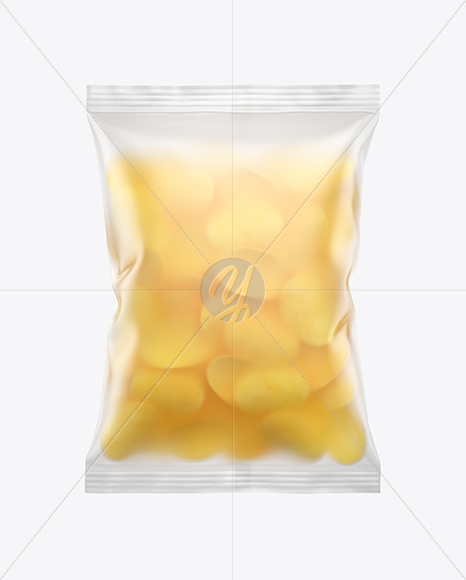 Frosted Bag With Potato Chips Mockup