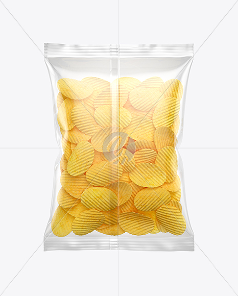 Bag With Corrugated Potato Chips Mockup