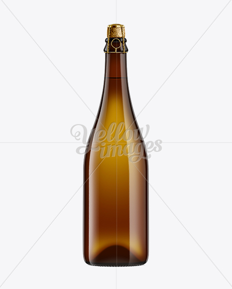 Amber Beer Bottle sealed with a Cork and Muselet 750ml