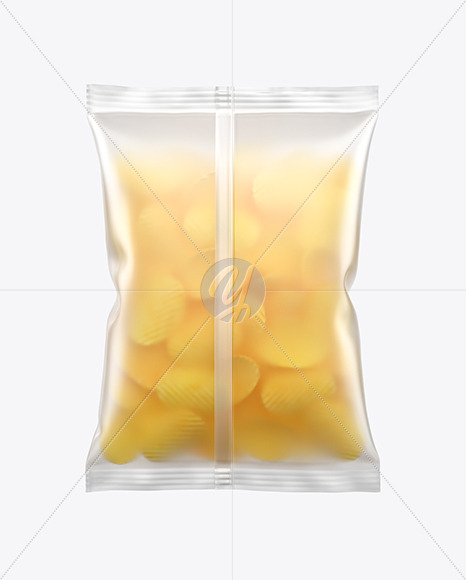 Frosted Bag With Corrugated Potato Chips Mockup