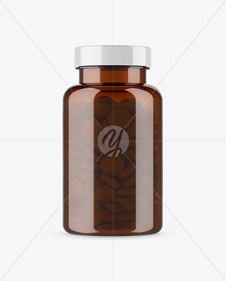 Amber Plastic Pill Bottle Mockup