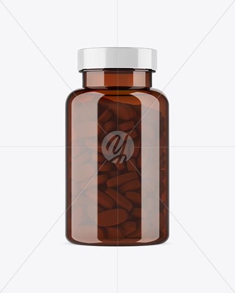 Amber Plastic Pill Bottle Mockup