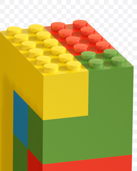 Letter N from Lego Random Color Font on Yellow Images Creative Fonts - S26655