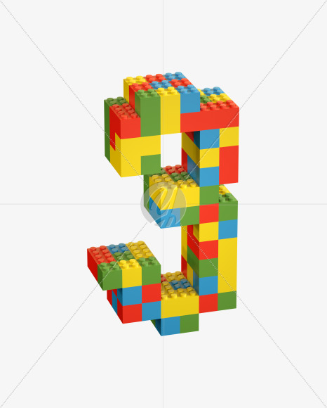 3 from Lego Random Color Font on Yellow Images Creative Fonts - S26670