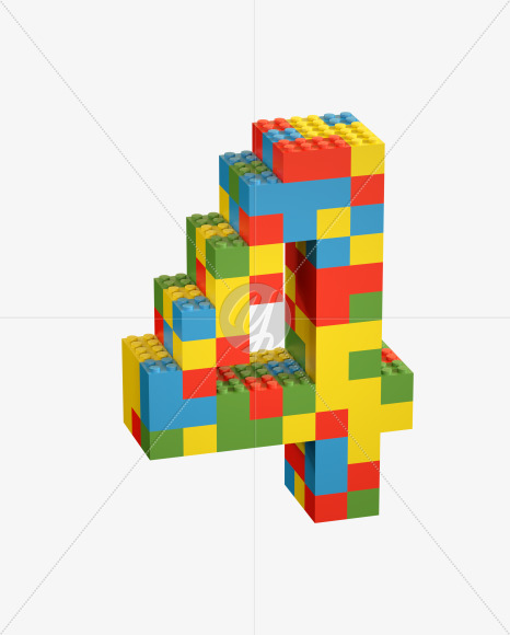 4 from Lego Random Color Font on Yellow Images Creative Fonts - S26671