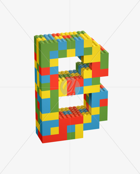 Letter B from Lego Random Color Font on Yellow Images Creative Fonts - S26643