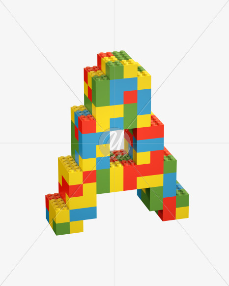 Letter A from Lego Random Color Font on Yellow Images Creative Fonts - S26642