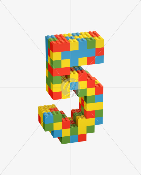 5 from Lego Random Color Font on Yellow Images Creative Fonts - S26672