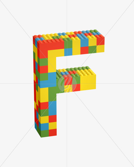 Letter F from Lego Random Color Font on Yellow Images Creative Fonts - S26647