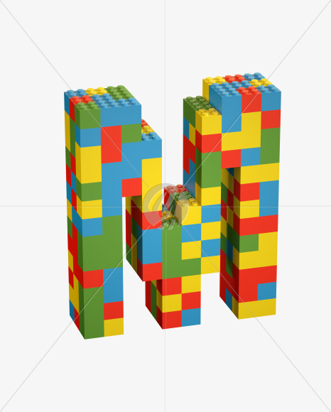 Letter M from Lego Random Color Font on Yellow Images Creative Fonts - S26654