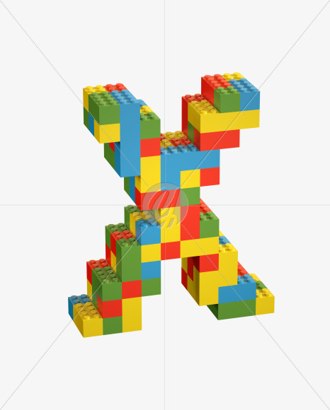 Letter X from Lego Random Color Font on Yellow Images Creative Fonts - S26665