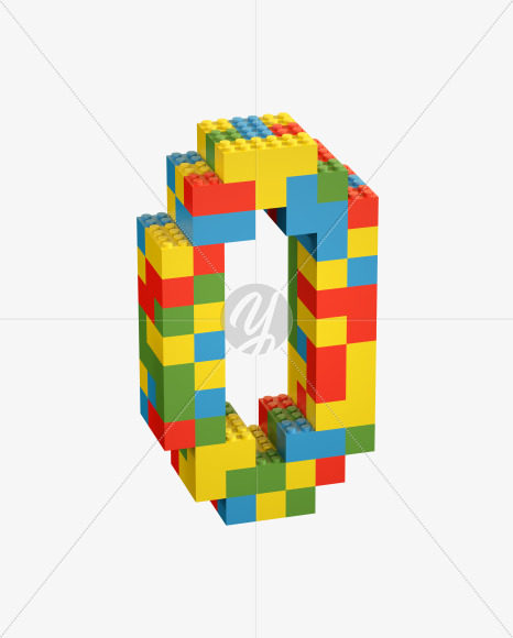 0 from Lego Random Color Font on Yellow Images Creative Fonts - S26677