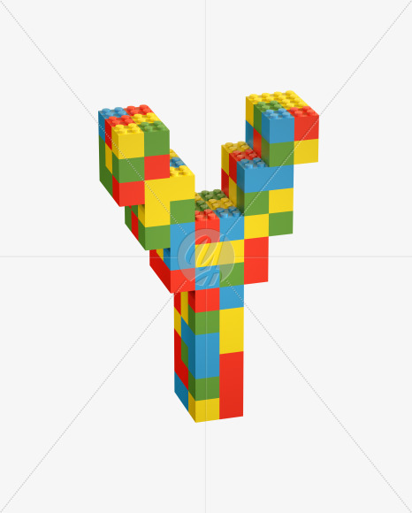 Letter Y from Lego Random Color Font on Yellow Images Creative Fonts - S26666